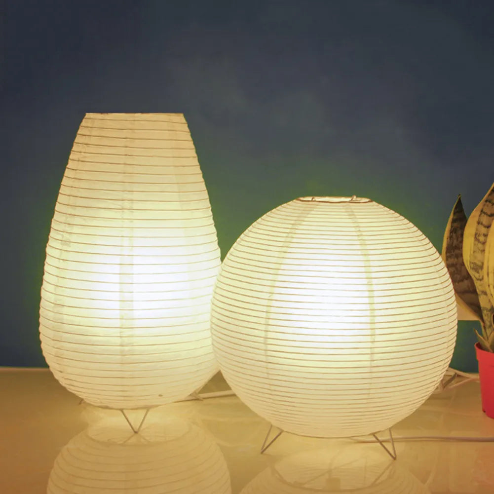 Lampe Cylindrique en Papier de Riz Style Japonais – Élégance Minimaliste Inspirée du Wabi-Sabi