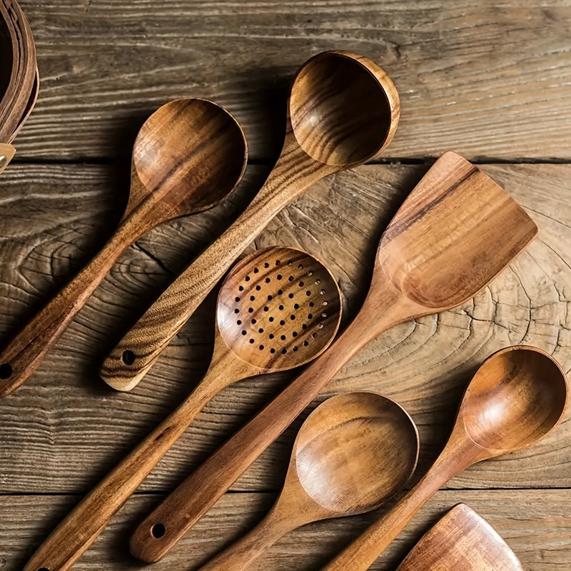 Set d'Ustensiles de Cuisine en Bois – 5 Pièces Élégantes et Durables NordicChef