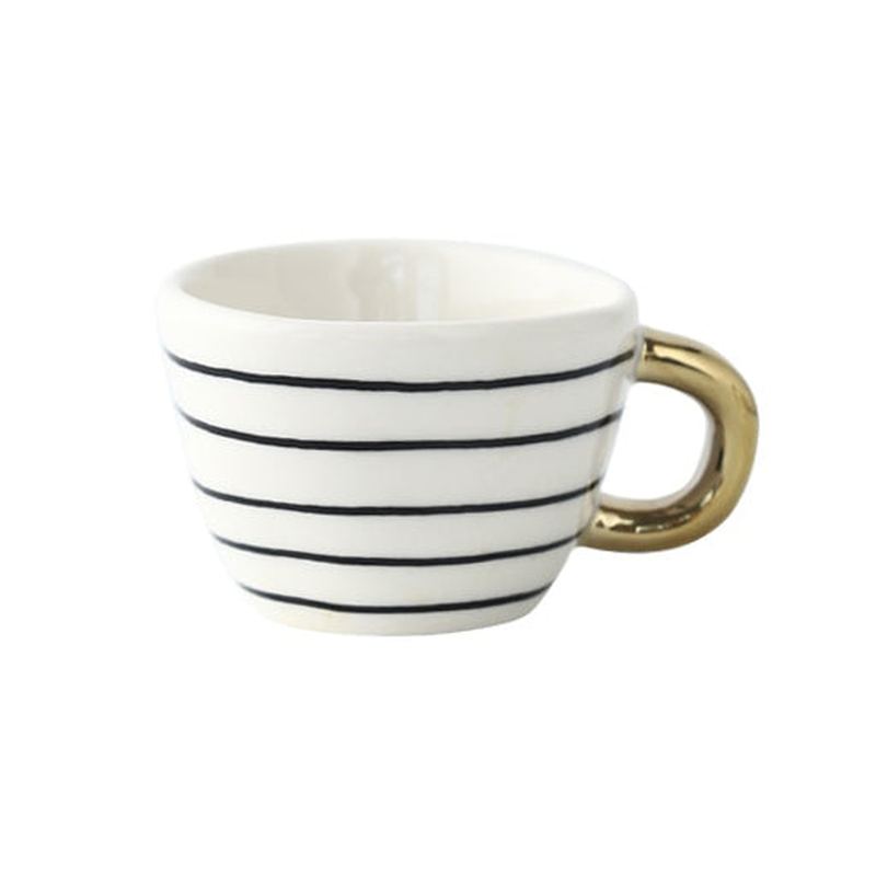 Tasse au design moderne | Design géométrique avec anse dorée | Dégustation élégante de café