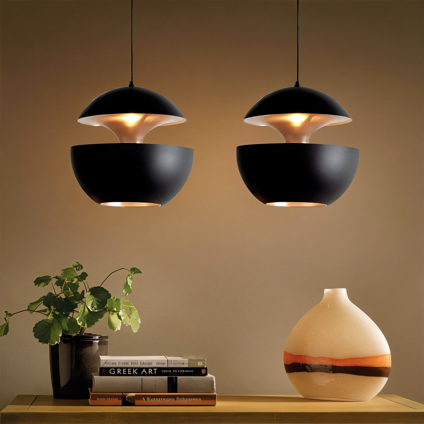 Lampe Apfel Suspendue - Noir et Blanc - E27