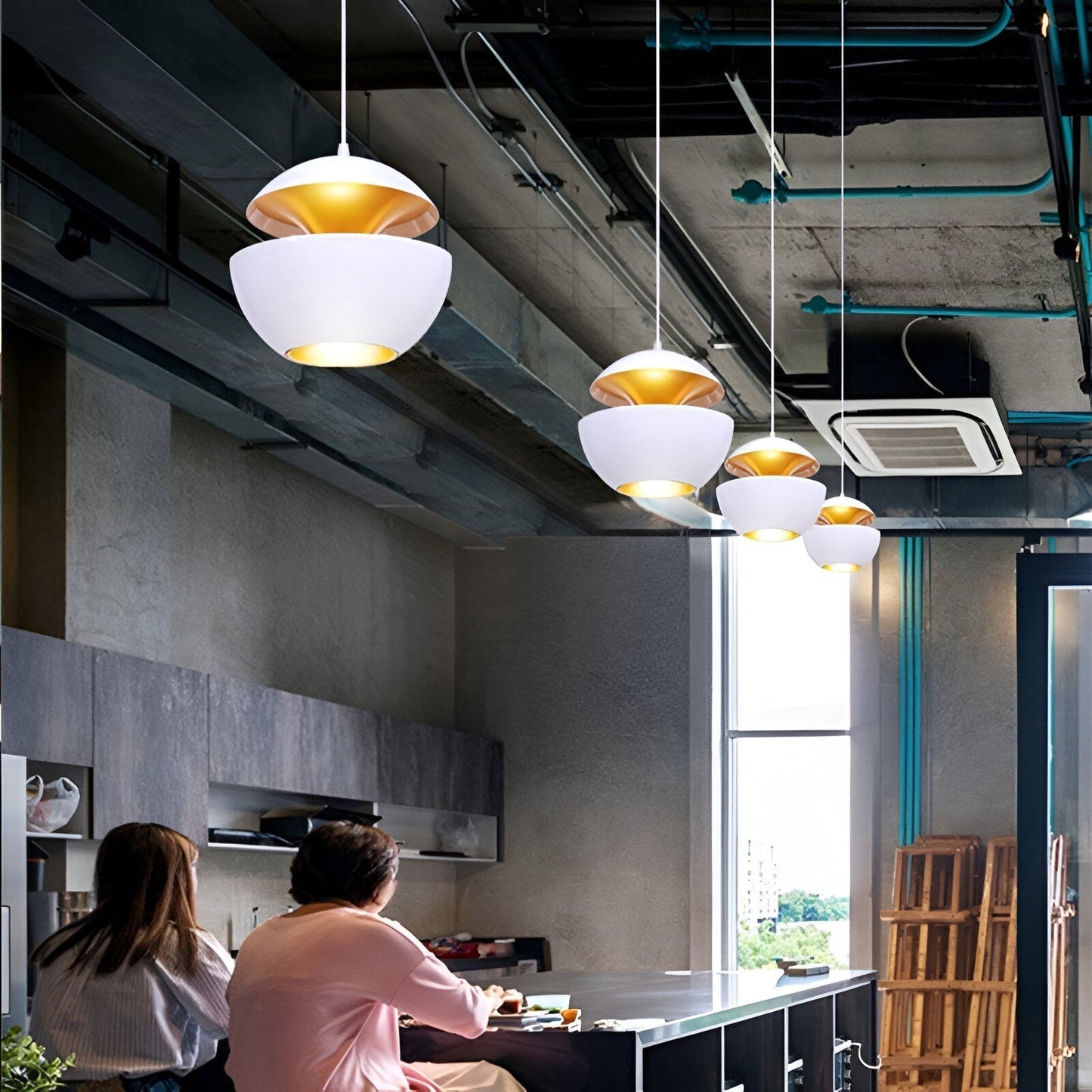 Lampe Apfel Suspendue - Noir et Blanc - E27