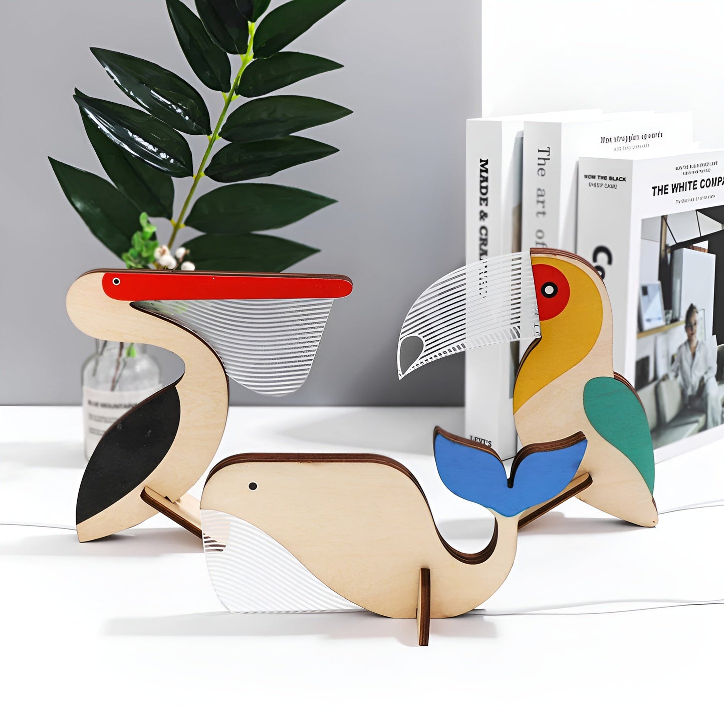 Wildlife Lampe - Lampe de Table LED en Bois et Acrylique avec Design Animal
