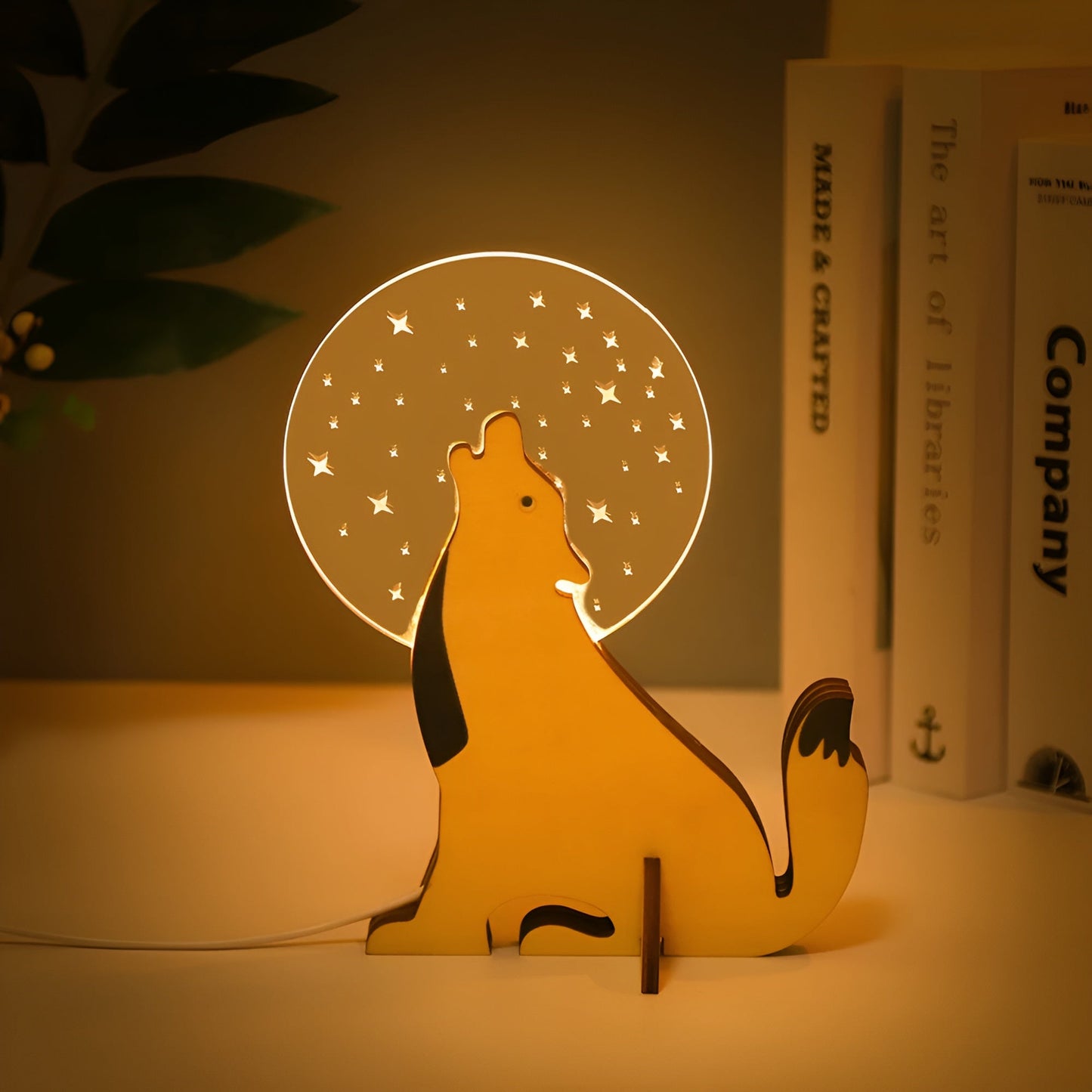 Wildlife Lampe - Lampe de Table LED en Bois et Acrylique avec Design Animal