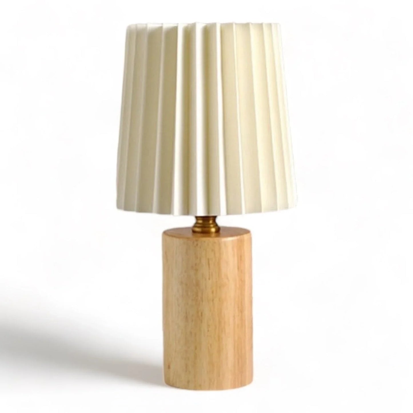 Lampe de Table Bois et Abat-Jour Plissé