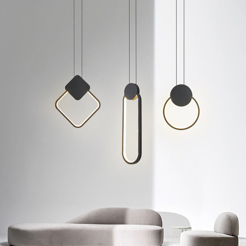 Suspension LED Noire Moderne Formes Géométriques