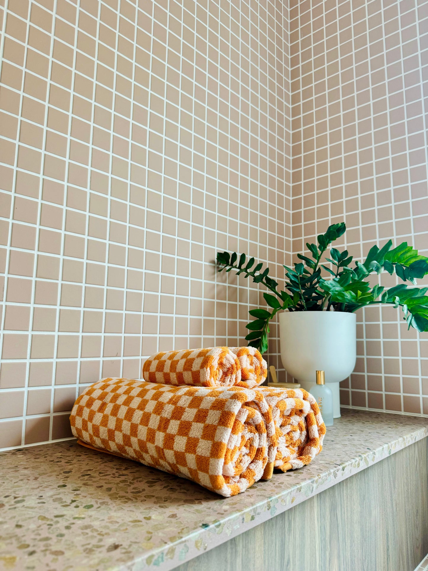 Serviettes de Bain Motif Damier – Lot de 2