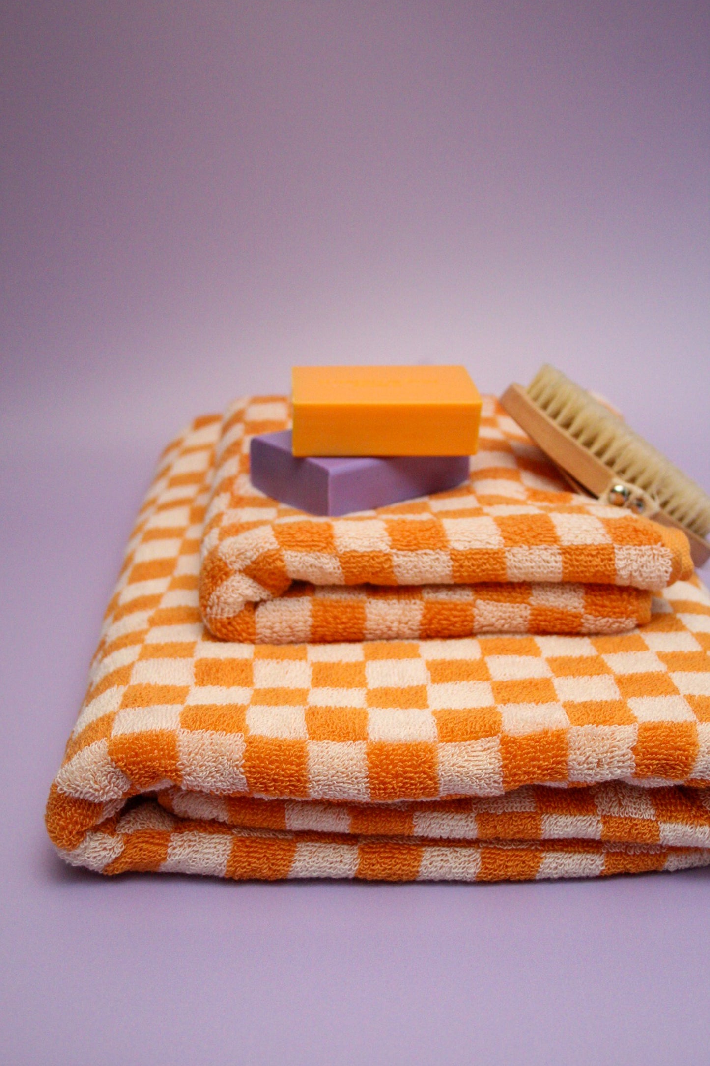 Serviettes de Bain Motif Damier – Lot de 2