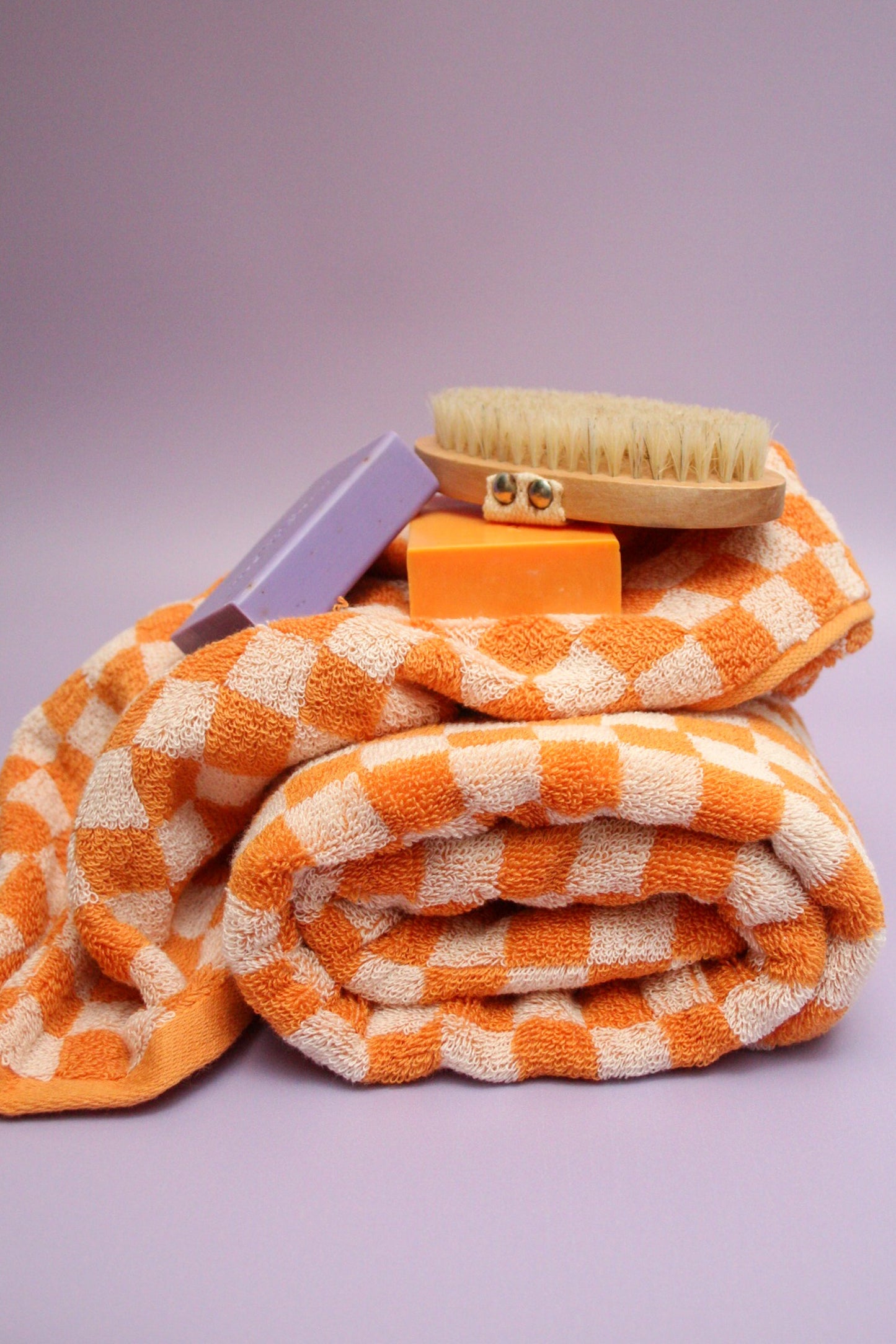 Serviettes de Bain Motif Damier – Lot de 2