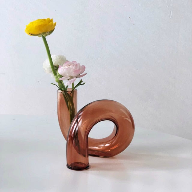 Vase Boucle en Verre Borosilicaté – Soliflore & Bougeoir Design