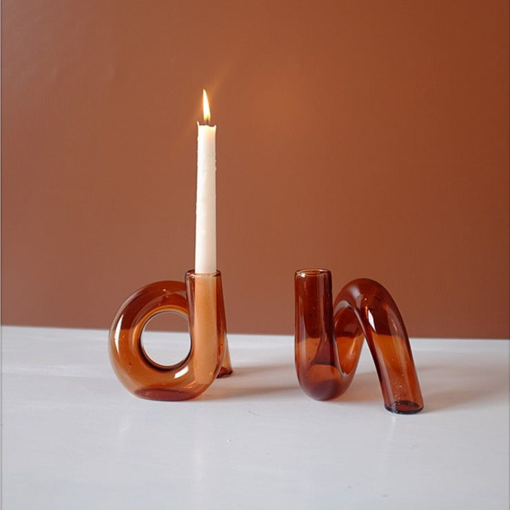 Vase Boucle en Verre Borosilicaté – Soliflore & Bougeoir Design