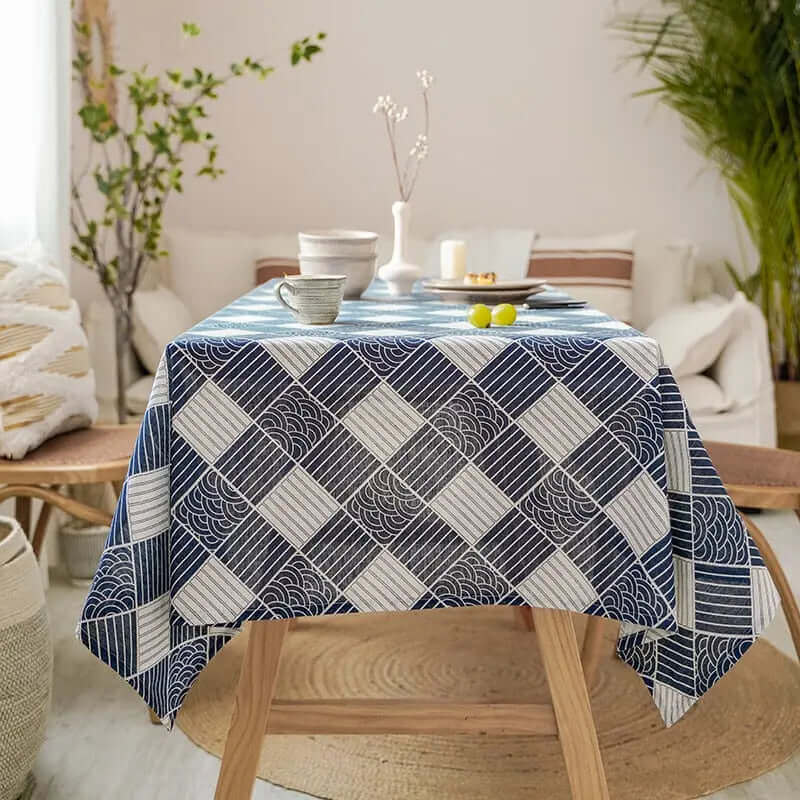 Nappe Rectangulaire en Lin – Élégance Japonaise pour une Table Raffinée