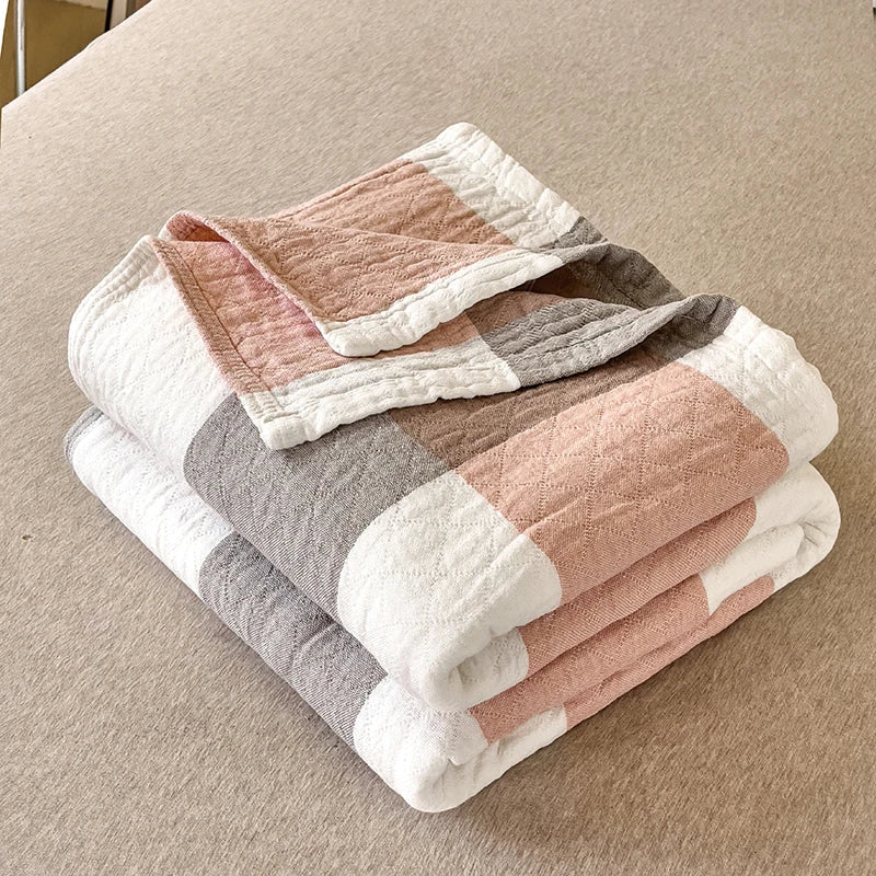 Couverture d’Été Japonaise en Coton Lavé, Trois Couches
