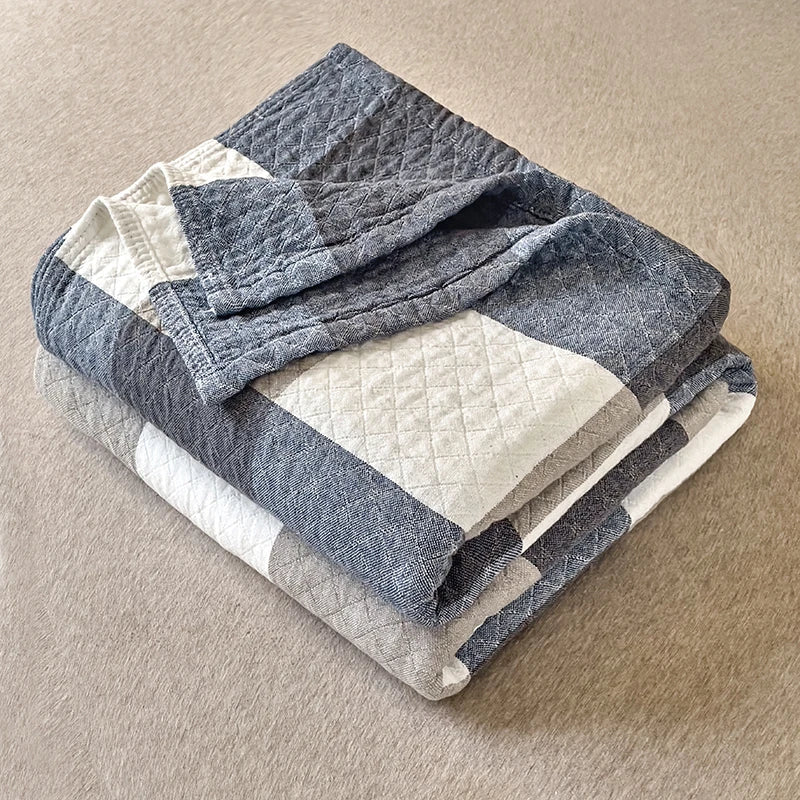Couverture d’Été Japonaise en Coton Lavé, Trois Couches