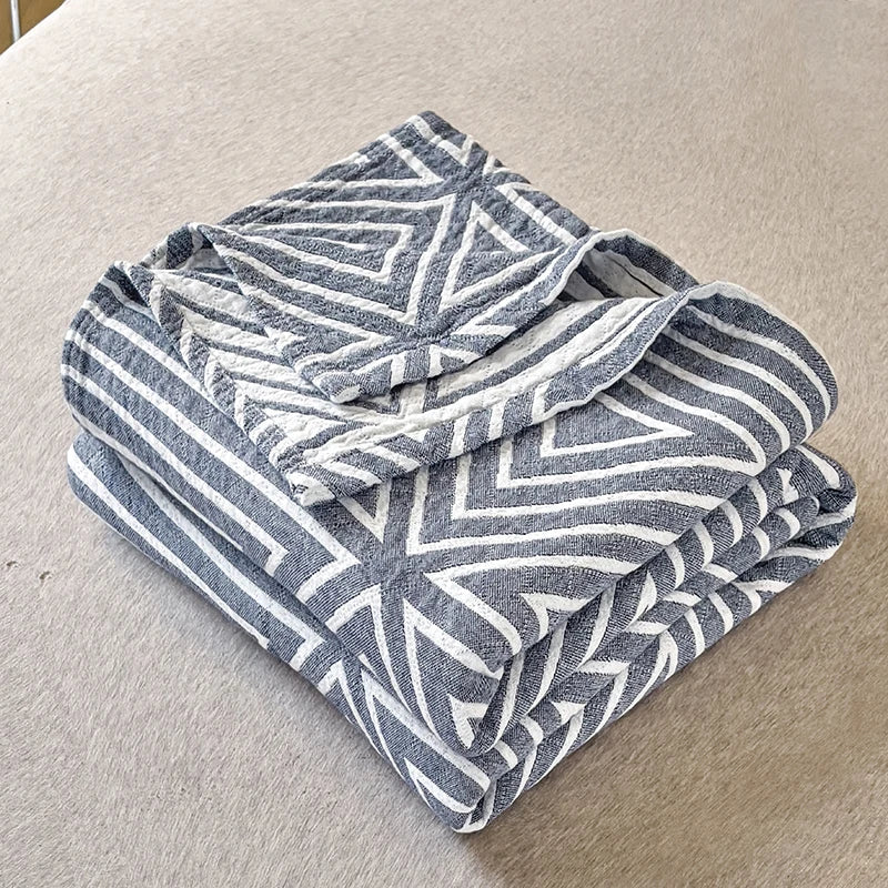 Couverture d’Été Japonaise en Coton Lavé, Trois Couches
