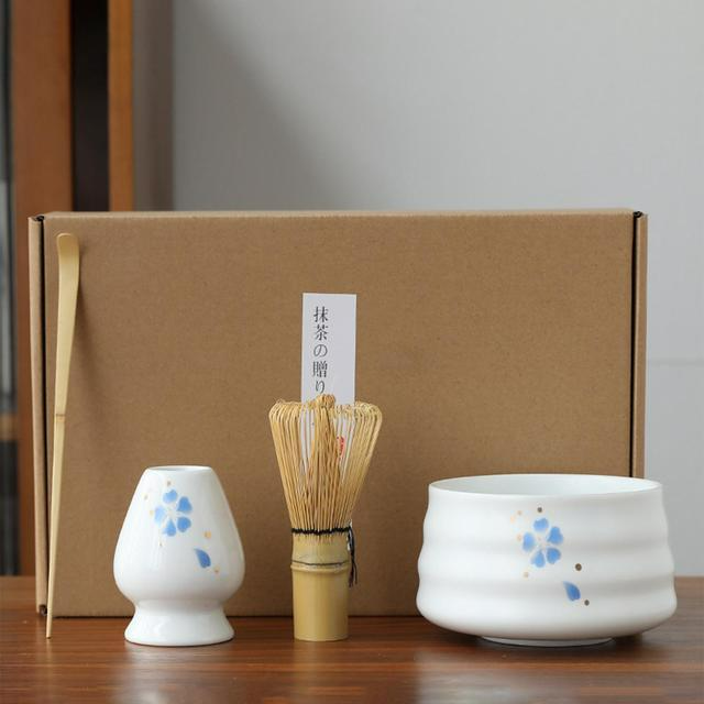 Kit Cérémonie Matcha Japonais – 4 Pièces en Bambou & Céramique