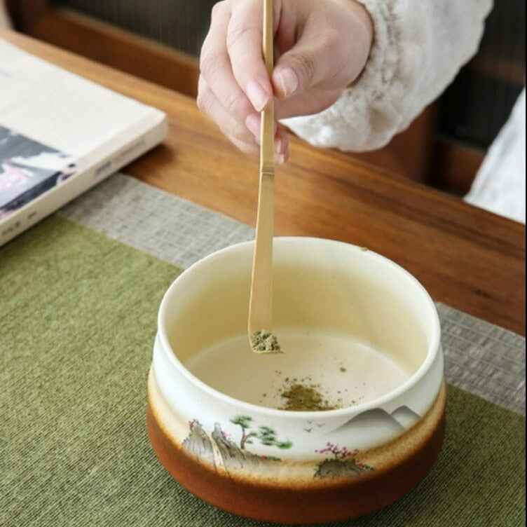 Kit Cérémonie Matcha Japonais – 4 Pièces en Bambou & Céramique