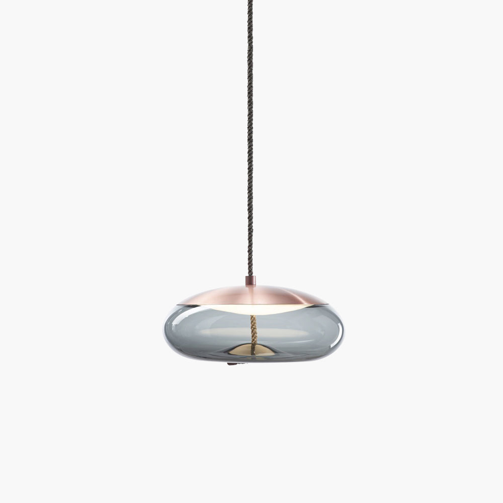 Suspension Knot en Verre Soufflé et Corde Naturelle