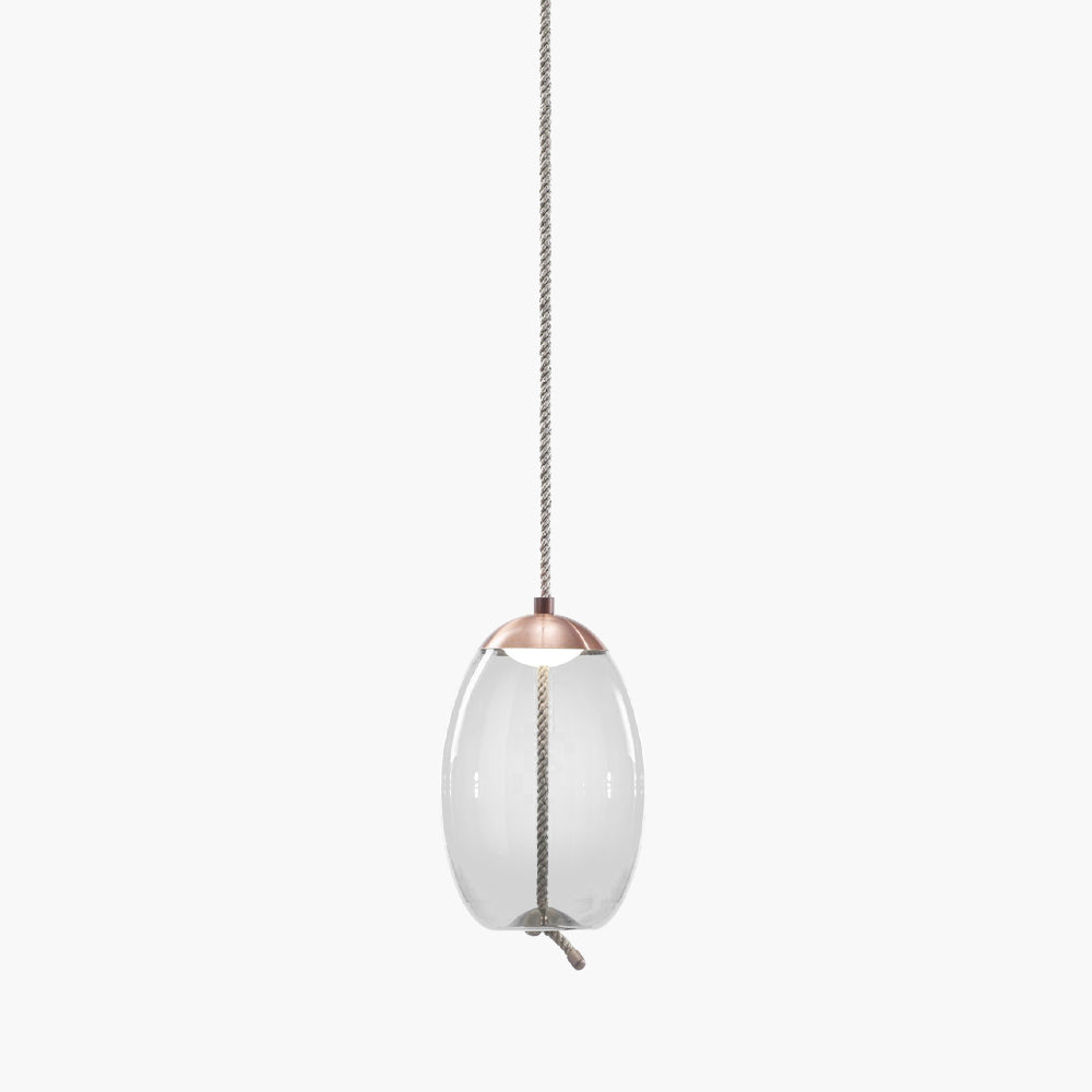 Suspension Knot en Verre Soufflé et Corde Naturelle