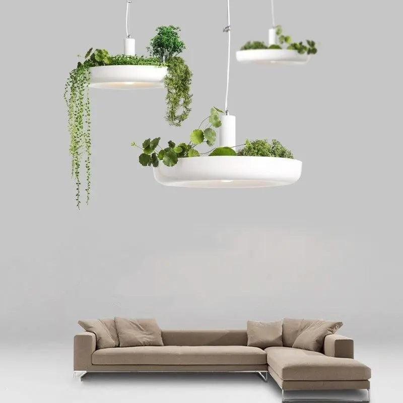 Suspension Plafond Moderne avec Pot Plante Intégré