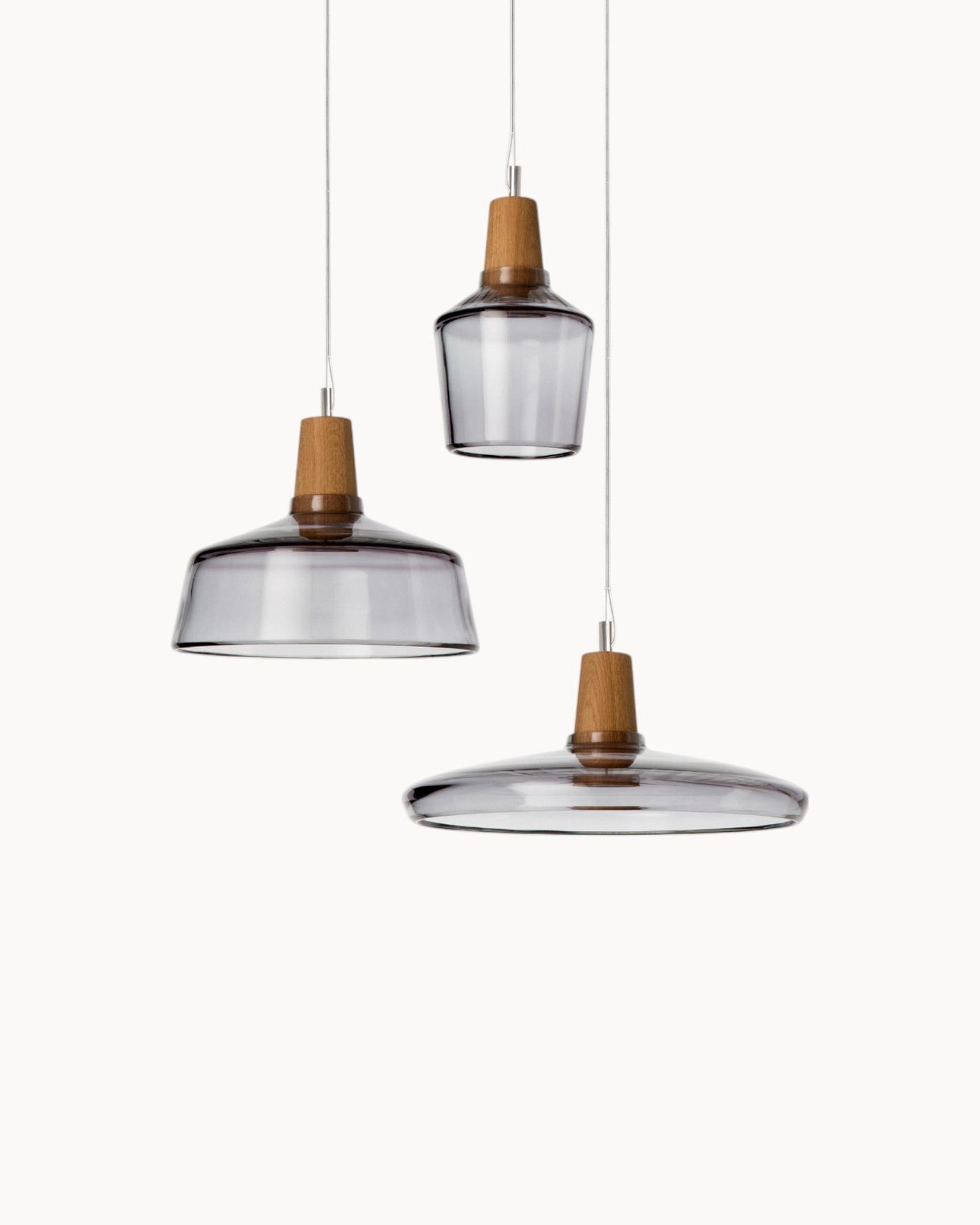 Suspension Nordique Moderne en Verre avec Socle en Bois