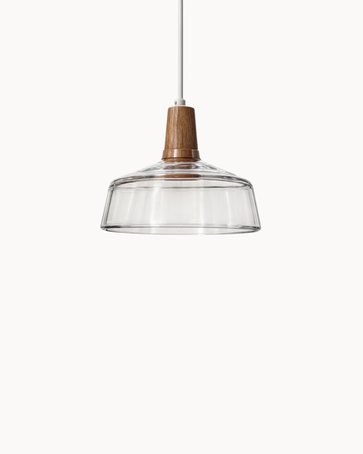 Suspension Nordique Moderne en Verre avec Socle en Bois