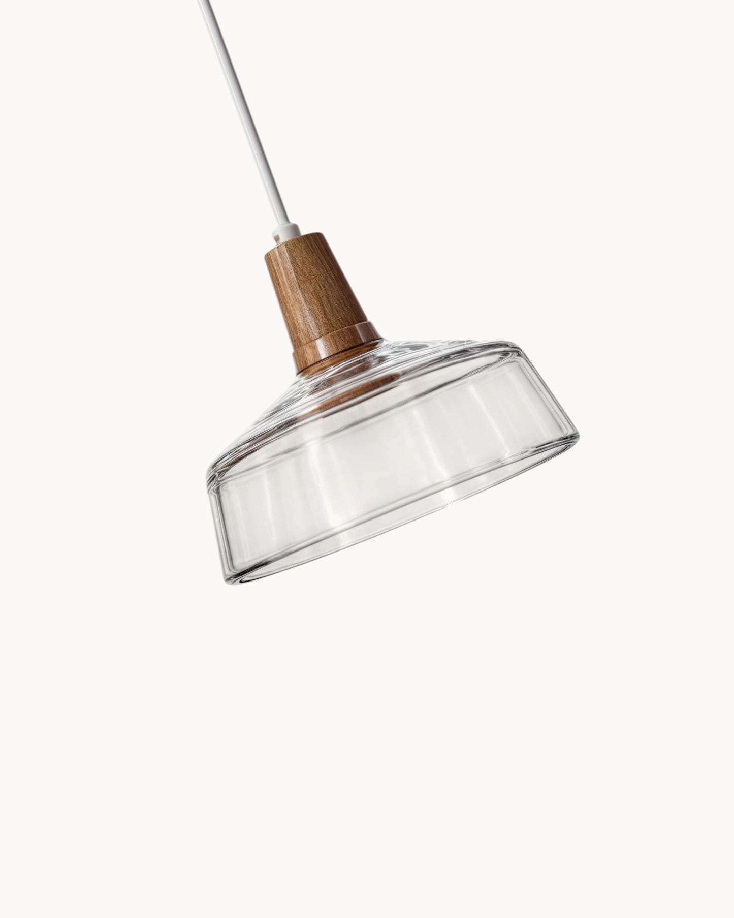 Suspension Nordique Moderne en Verre avec Socle en Bois