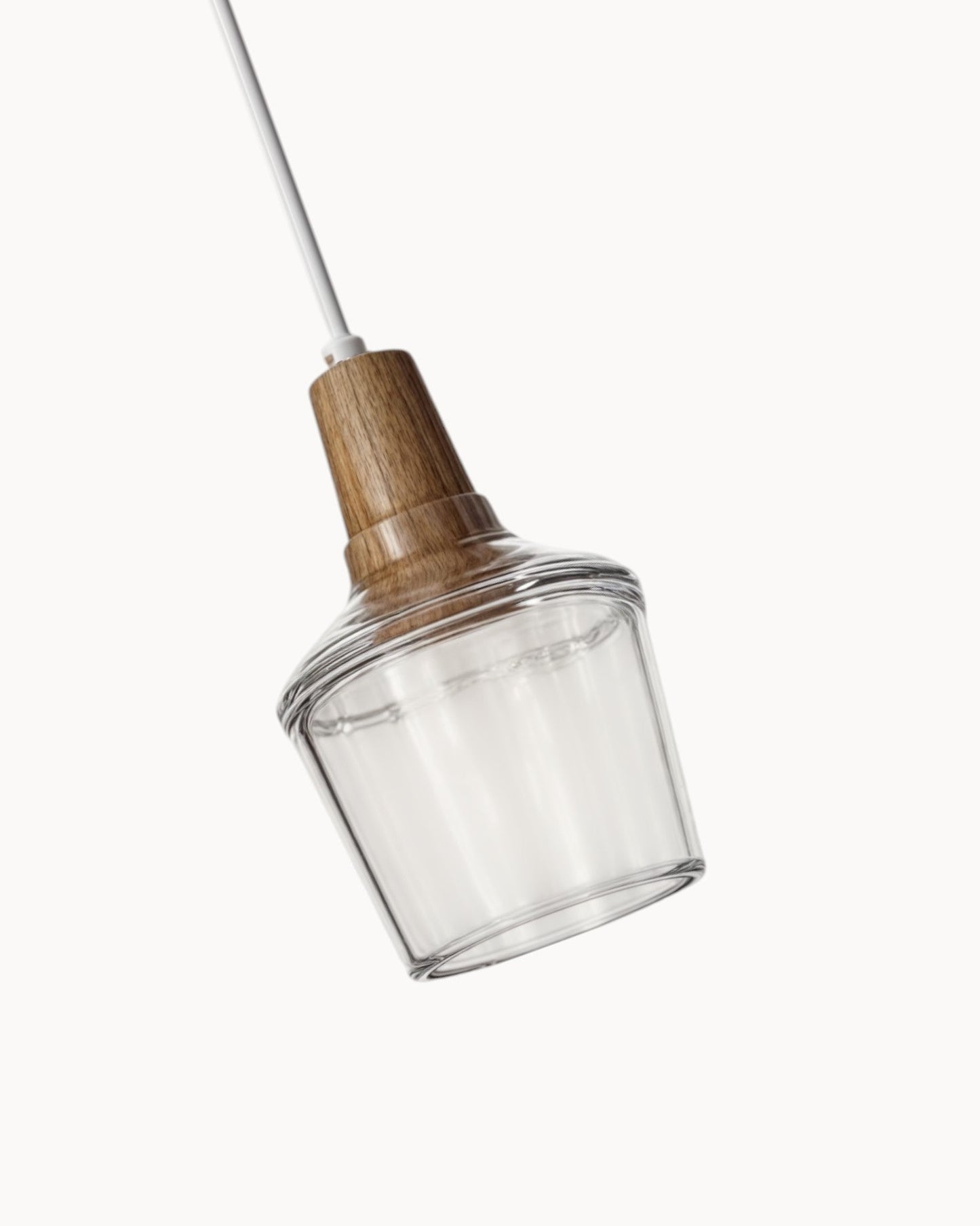 Suspension Nordique Moderne en Verre avec Socle en Bois