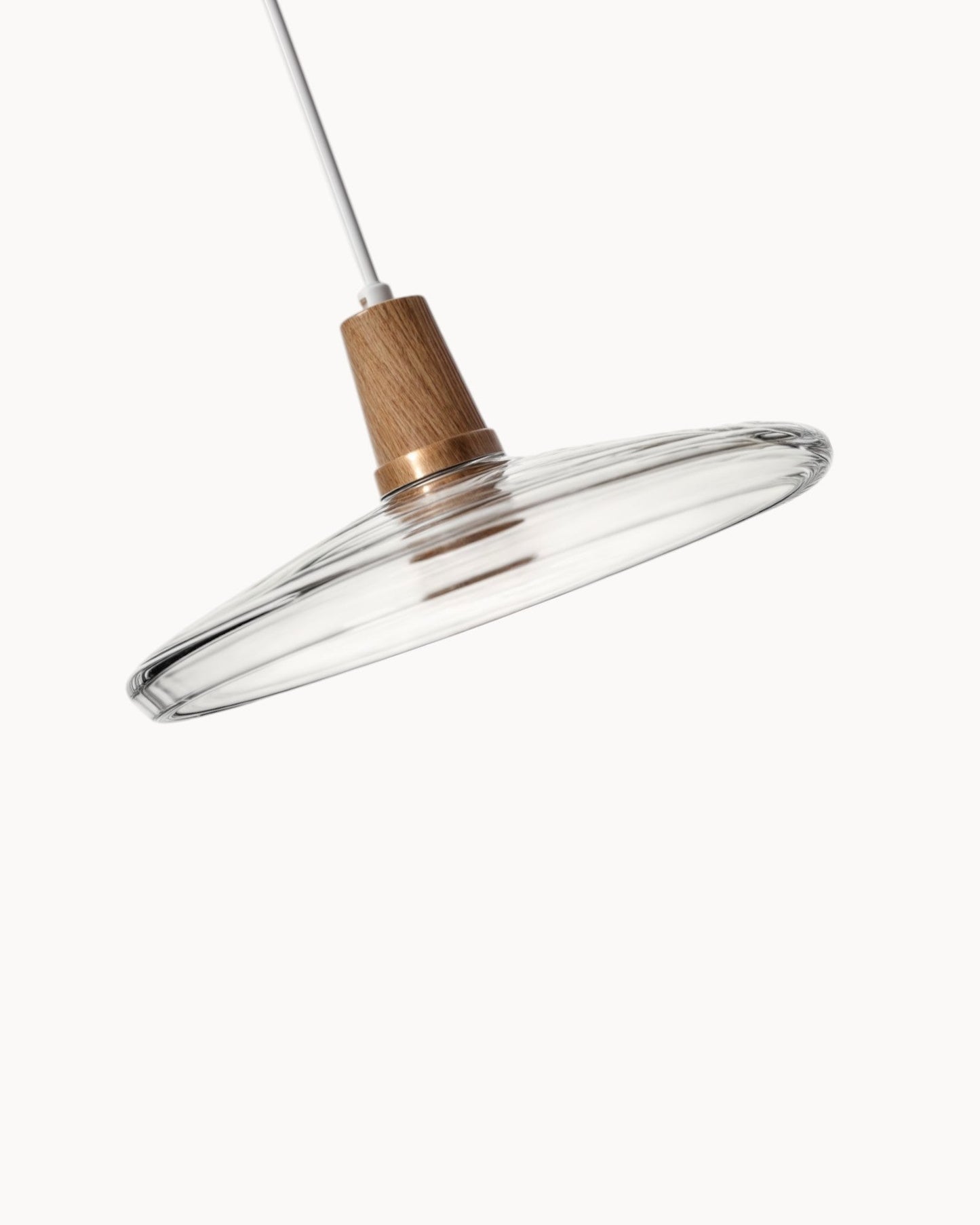 Suspension Nordique Moderne en Verre avec Socle en Bois