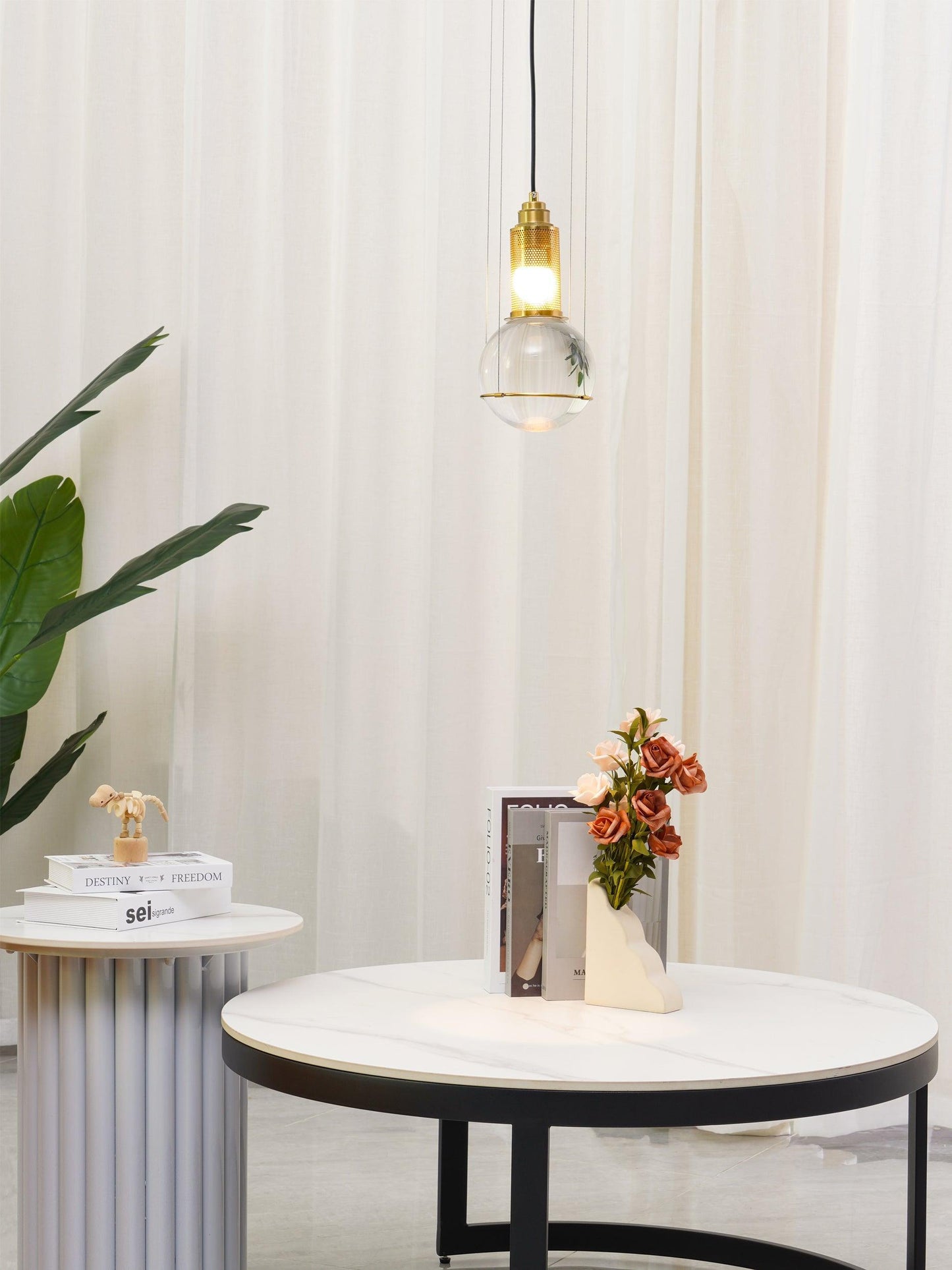 Suspension Globe Cristal – Laiton Doré Moderne