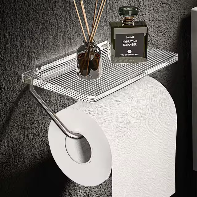 Support de papier toilette Lux avec étagère intégrée – Élégance et fonctionnalité pour votre salle de bain