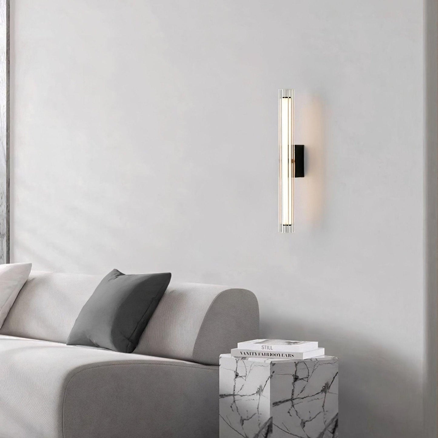 Applique Murale Moderne LED – Verre Texturé & Métal Noir