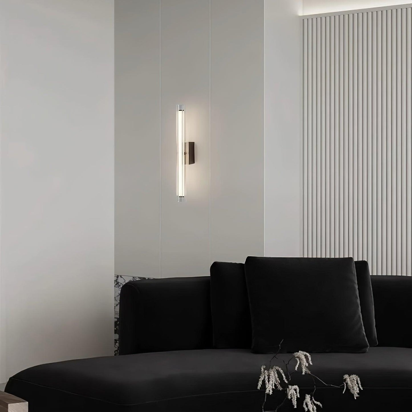 Applique Murale Moderne LED – Verre Texturé & Métal Noir