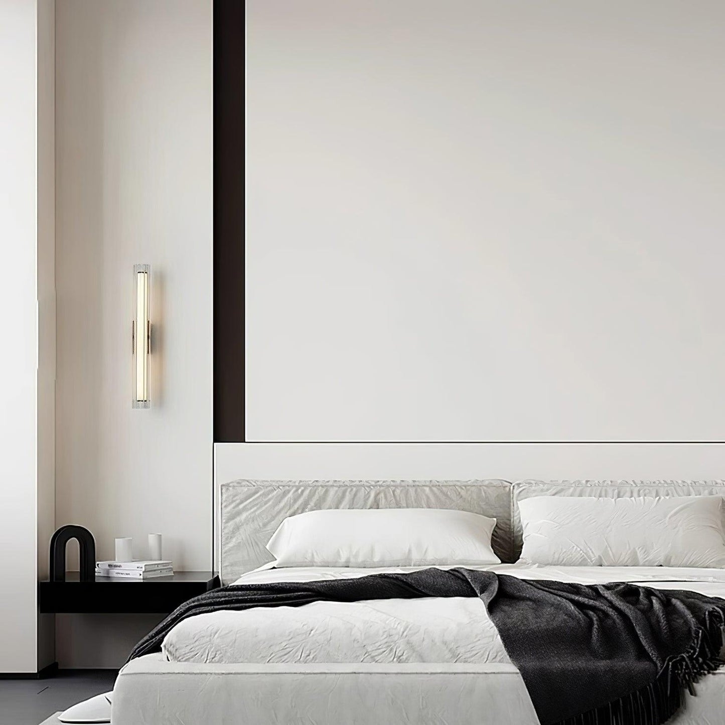 Applique Murale Moderne LED – Verre Texturé & Métal Noir