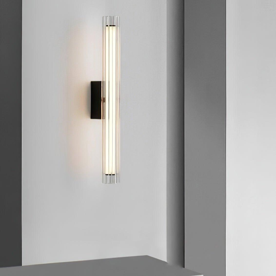 Applique Murale Moderne LED – Verre Texturé & Métal Noir