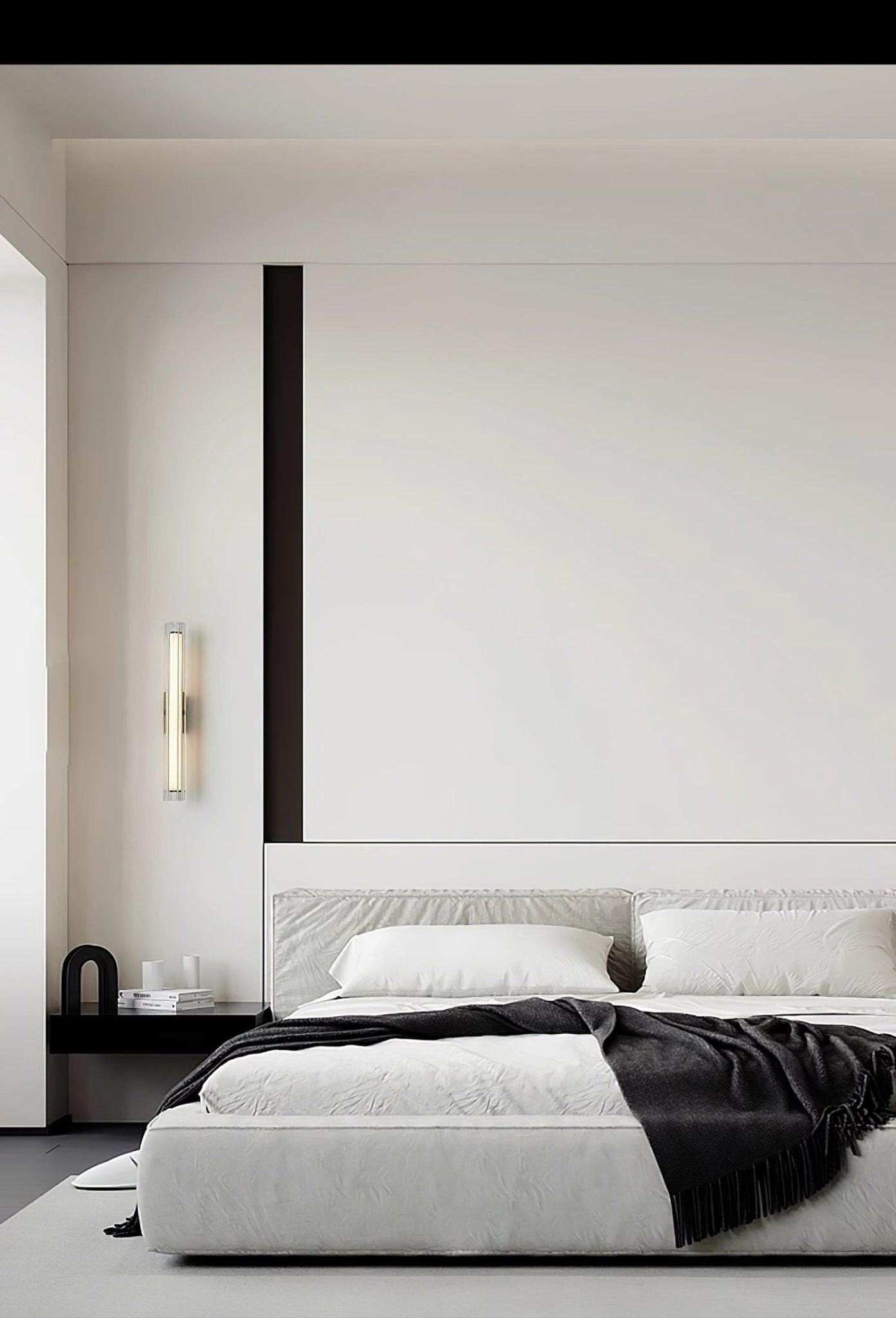 Applique Murale Moderne LED – Verre Texturé & Métal Noir