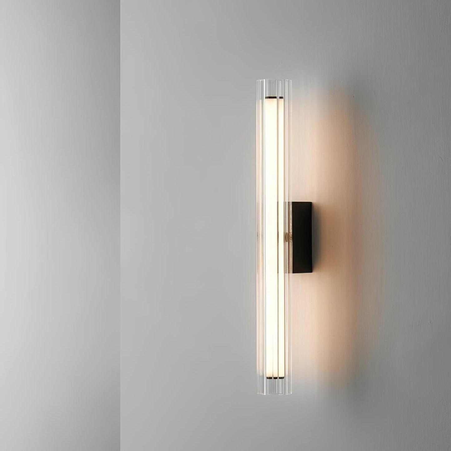 Applique Murale Moderne LED – Verre Texturé & Métal Noir