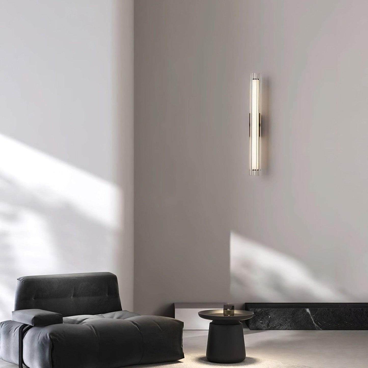 Applique Murale Moderne LED – Verre Texturé & Métal Noir