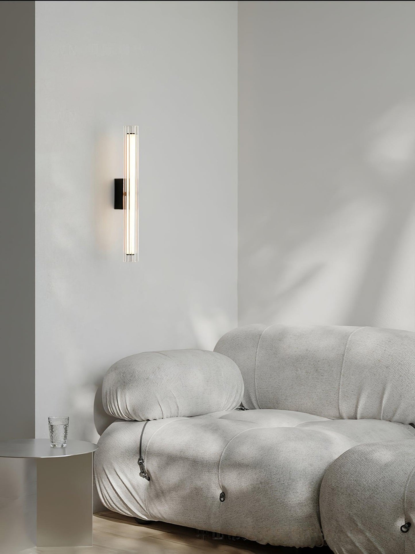 Applique Murale Moderne LED – Verre Texturé & Métal Noir
