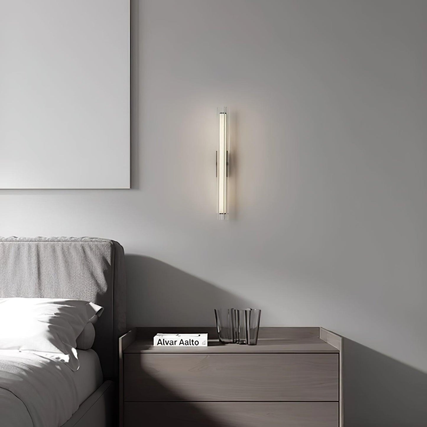Applique Murale Moderne LED – Verre Texturé & Métal Noir