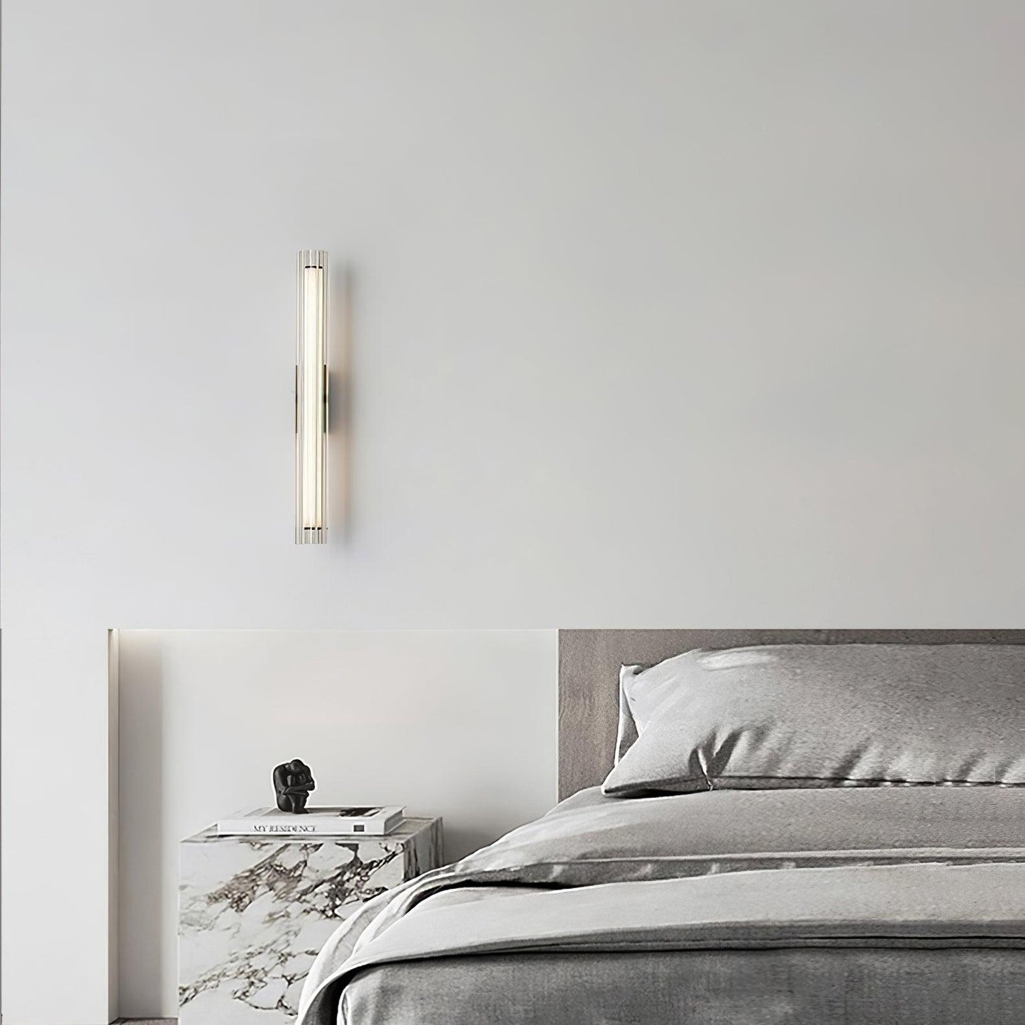 Applique Murale Moderne LED – Verre Texturé & Métal Noir