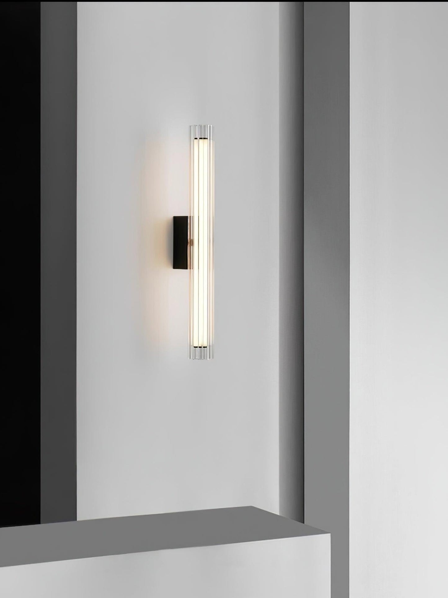 Applique Murale Moderne LED – Verre Texturé & Métal Noir