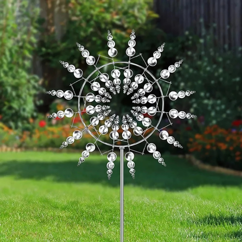 Sculpture de Jardin Cinétique à Double Rotation – Élégance Hypnotique au Gré du Vent