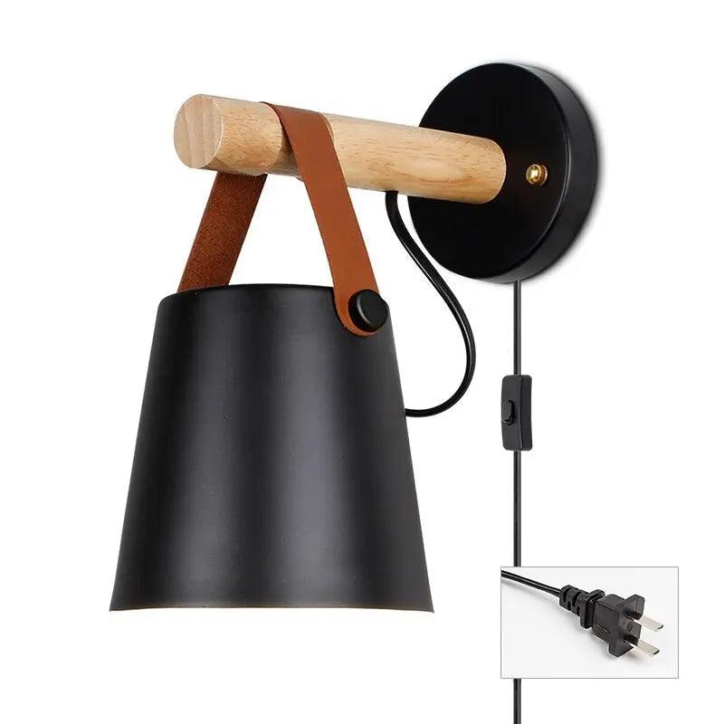 Applique Murale Bois Fer Nordic Chambre Plug-in/Murale