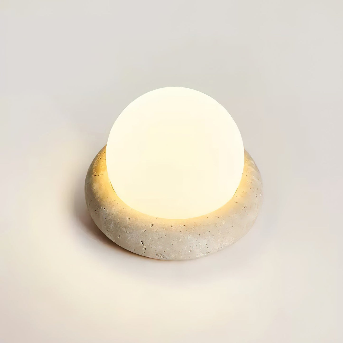 Lampe de Table LED Œuf Rechargeable sur Base en Pierre