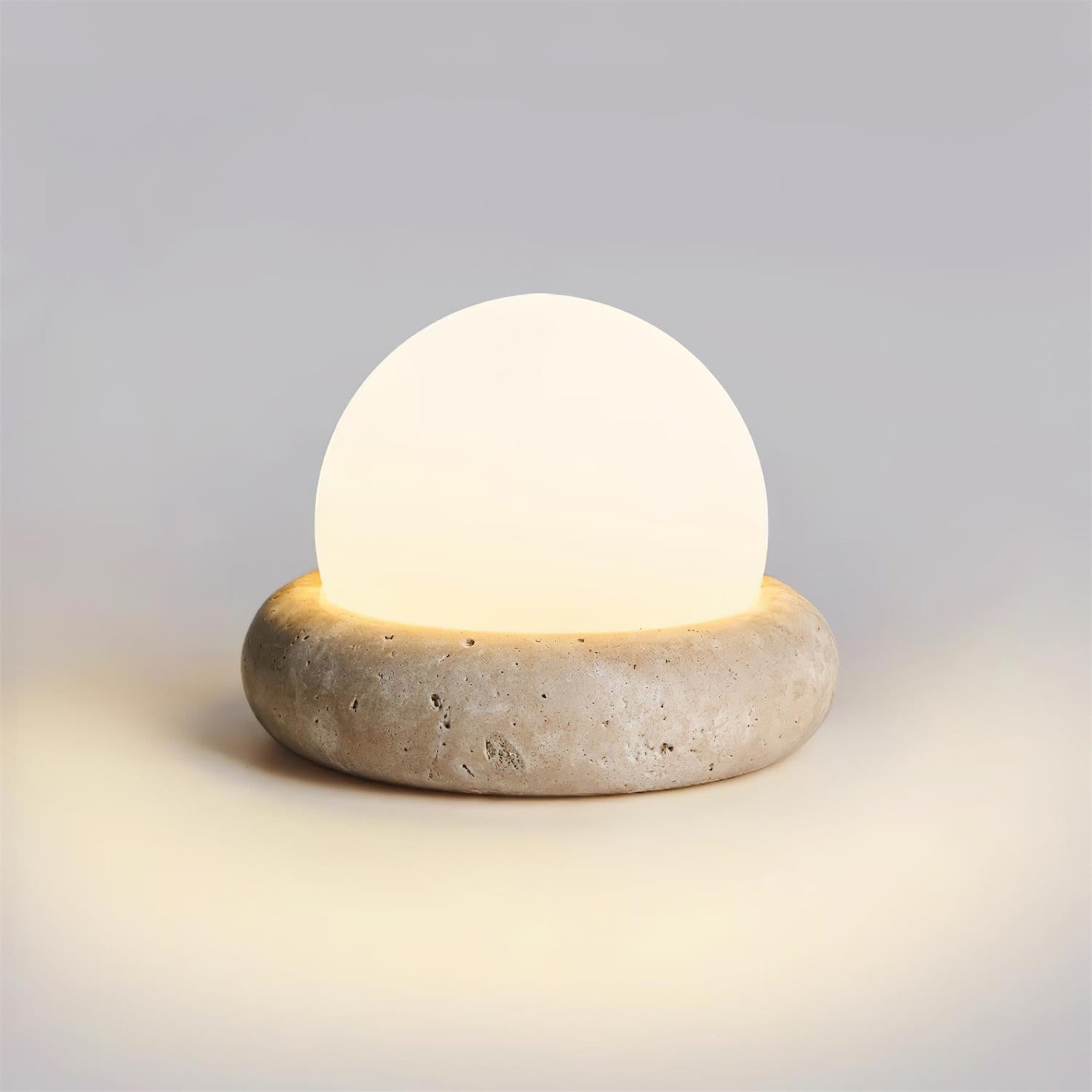 Lampe de Table LED Œuf Rechargeable sur Base en Pierre