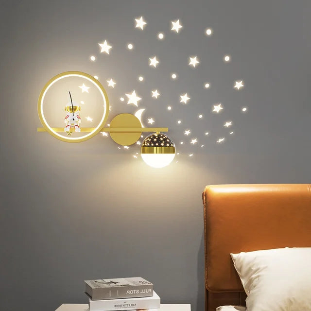 Applique Murale Enfant, Design Lune et Étoiles, Lumière Douce
