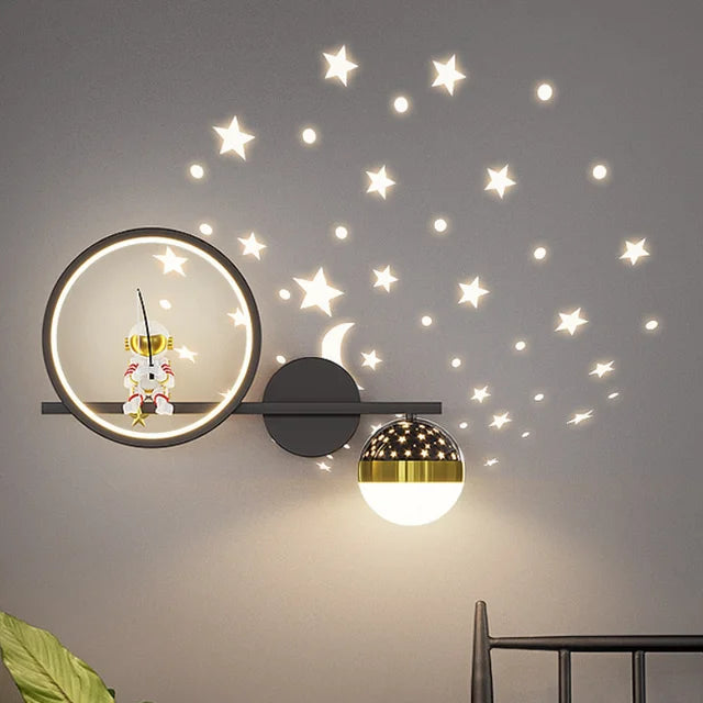 Applique Murale Enfant, Design Lune et Étoiles, Lumière Douce