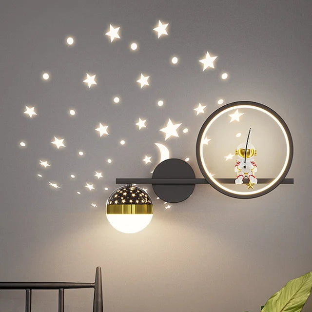 Applique Murale Enfant, Design Lune et Étoiles, Lumière Douce