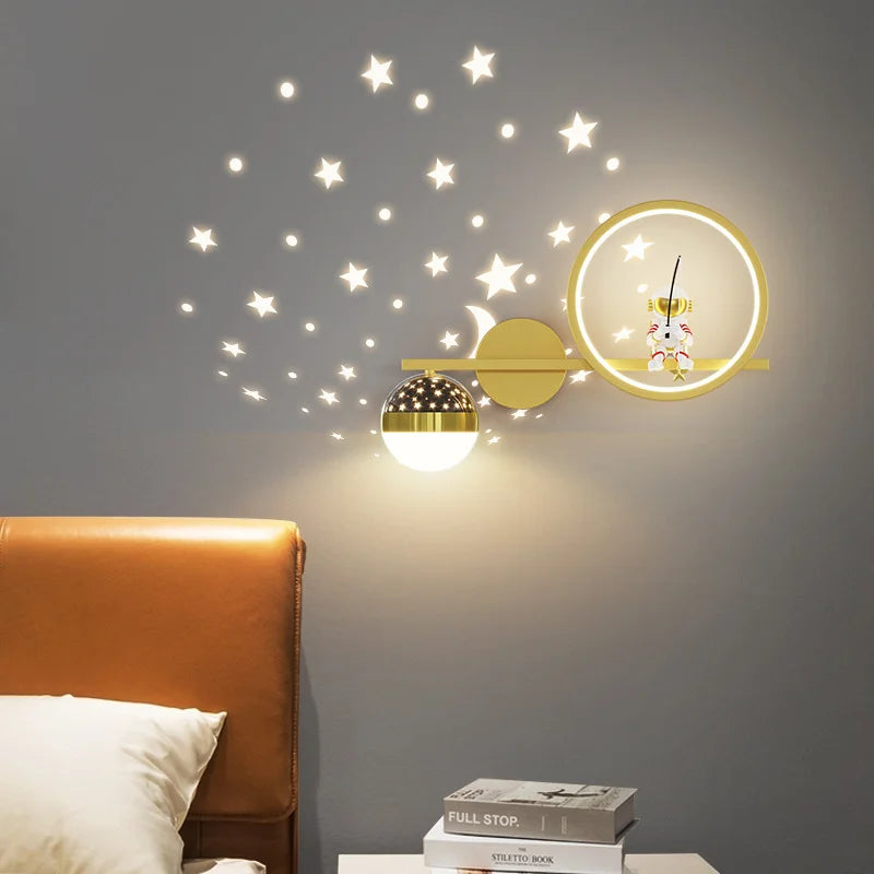 Applique Murale Enfant, Design Lune et Étoiles, Lumière Douce