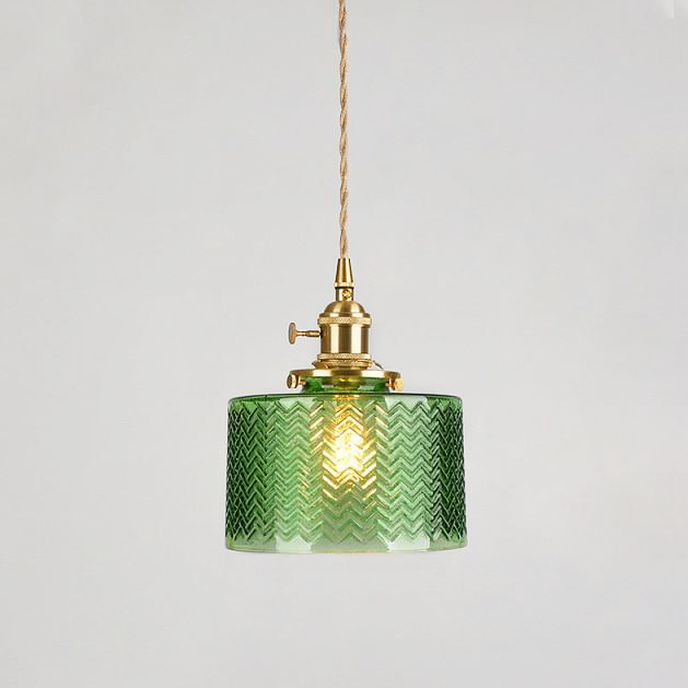 Modern Japanese Style – Suspension en Verre Texturé et Détails en Laiton